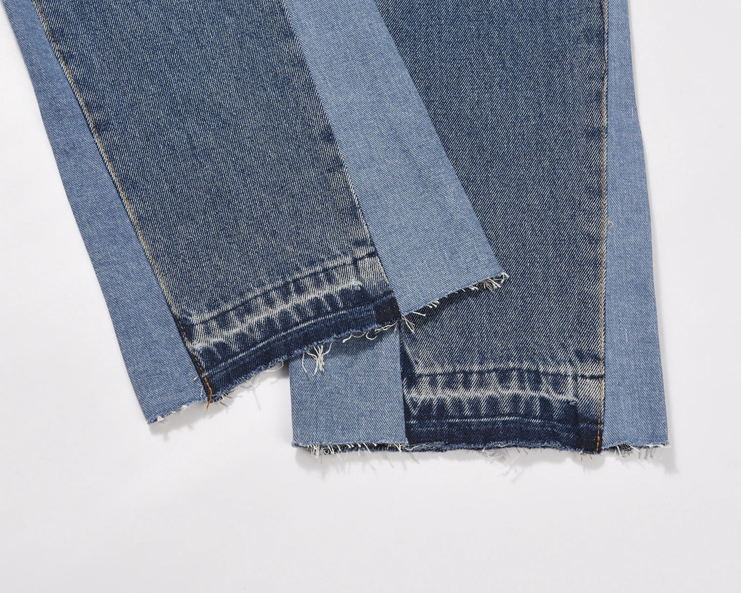 high street fashion contrast straight tube micro flared jean horn pant washing mens tassel vintage patchwork wide denim jeans unique jeans style 5013