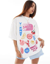 Vaporwave Static Tee – Emoji Field Graphic with Glitch Font