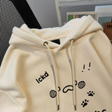 Korean style autumn and winter men and women trendy personalized letter printed hooded sweatshirt student loose retro Harajuku