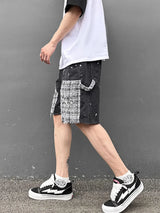 ripped holes patchwork denim jeans shorts mens high street straight short jeans hip hop streetwear casual short joggers pants urban active pants