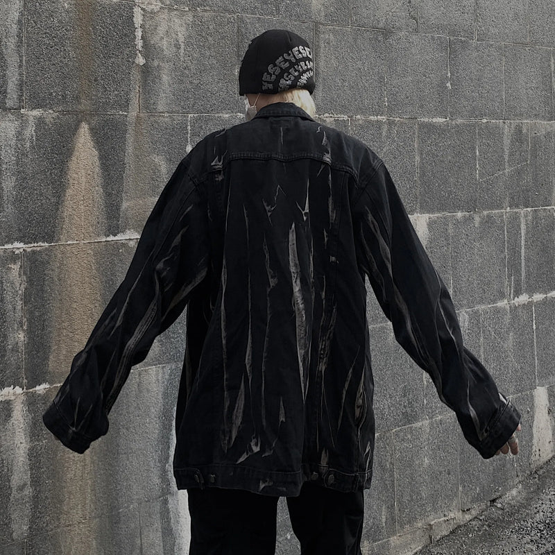 grunge winter jacket, layered citywear - trendy urban streetwear fashion for men and women