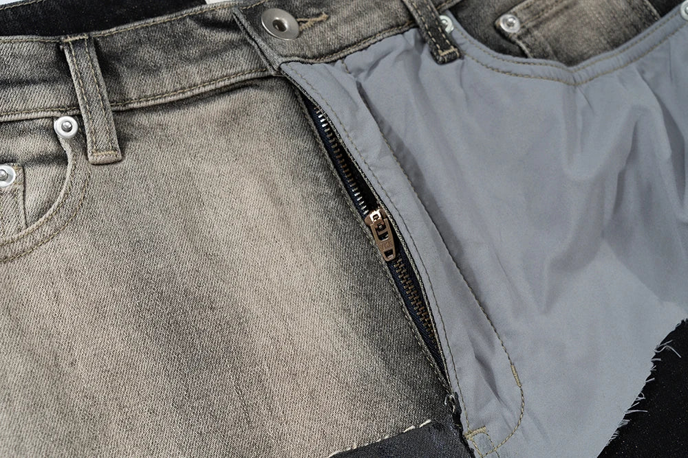 ro style ribbons patchwork gradient stacked wax pants unisex straight streetwear baggy y2k flare jeans oversized loose cargos 2 unique cargo style 671
