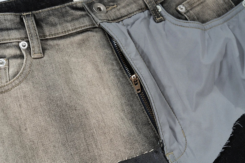 ro style ribbons patchwork gradient stacked wax pants unisex straight streetwear baggy y2k flare jeans oversized loose cargos unique cargo style 2143