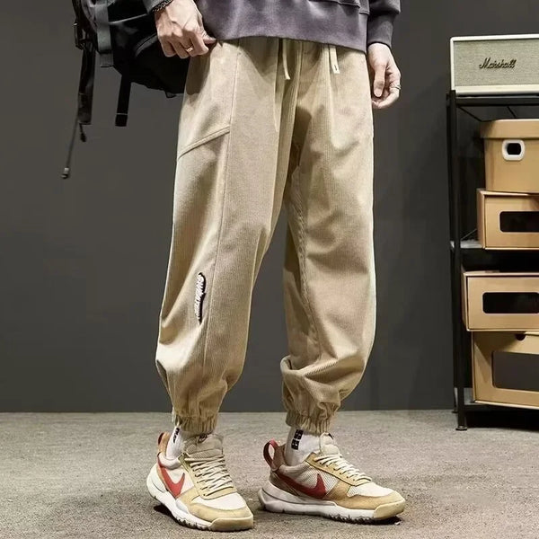 autumn mens japanese streetwear corduroy trousers y2k vintage baggy joggers pants 2024 new casual hip hop cargo sweatpants sporty tapered joggers