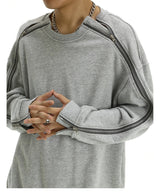 Hip Hop Sweatshirt O-neck Harajuku Skateboard Streetwear Zipper Up Pullover Unisex Casual Autumn Winter Loose Tops Men Clothing