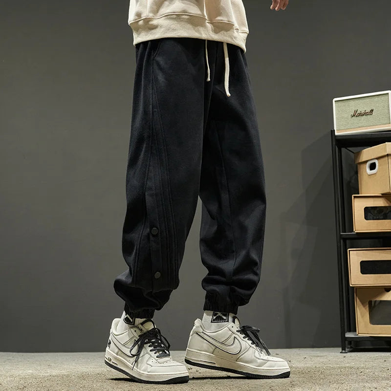 Autumn Casual Joggers Sports Pants Mens High Street Baggy Breasted Trousers