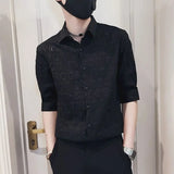 2023 Summer New Fashion Shirt Men's Short Sleeve Cardigan Casual Shirt Thin Section Men's Korean Short Sleeve Clothes