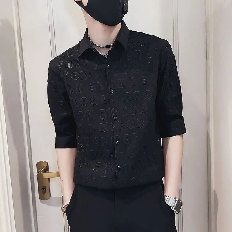 2023 Summer New Fashion Shirt Men's Short Sleeve Cardigan Casual Shirt Thin Section Men's Korean Short Sleeve Clothes