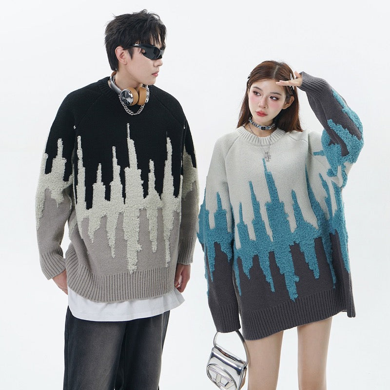 fashion pattern knitted sweater mens casual drop shoulder pollover unisex harajuku y2k streetwear loose knit sweaters jumpers - trendy hip hop fashion hoodie, vintage look oversized hoodie, gothic aesthetic hoodie for winter