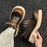 High Street Big Toe Leather Designer Shoes Men Women Streetwear Fashion Hip Hop Vintage Lightweight Casual Increase Derby Shoes