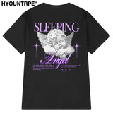 Trapwear Anime panel – Harajuku Sleeping Angle Printed Streetwear T Shirt Men Hip H
