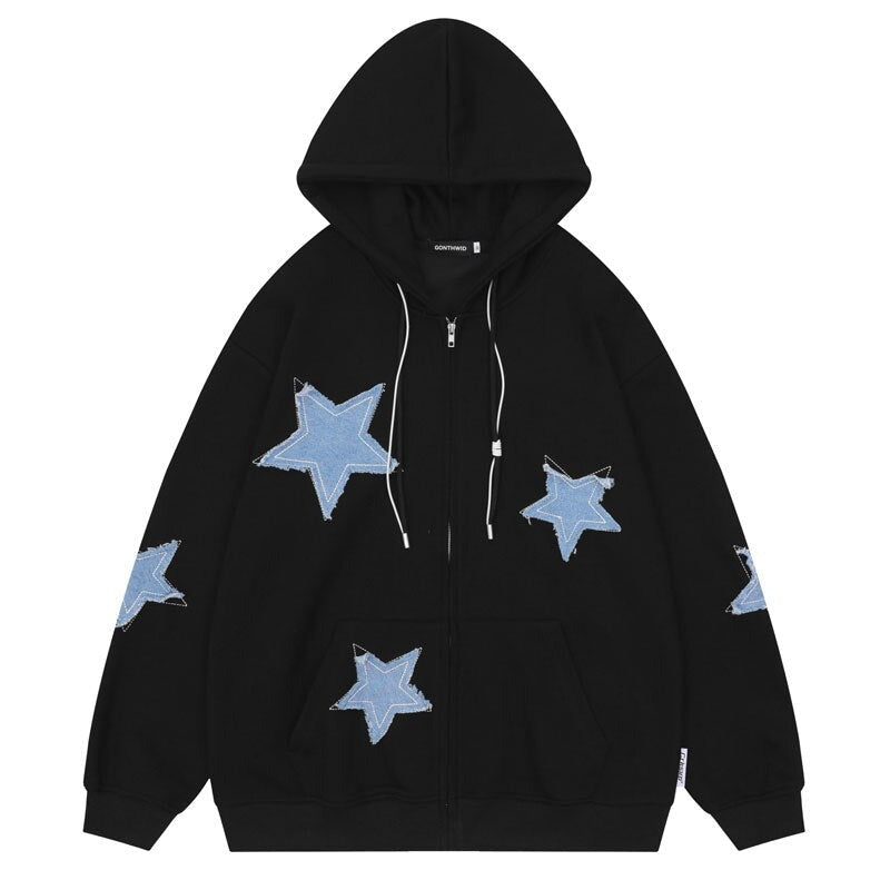 "Purple Star" Graphic Unisex Streetwear Vintage Women Men Y2K Hoodie