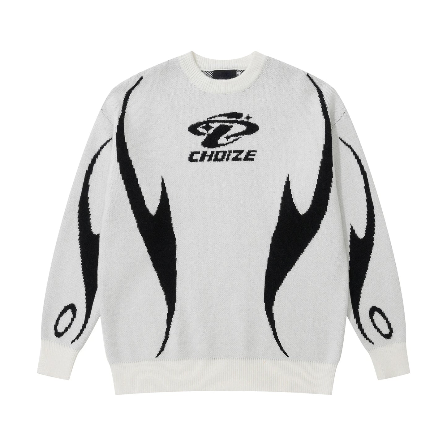 mens racing style sweater knitted pullovers casual long sleeve loose o neck harajuku sweaters streetwear unisex jumpers knitwear - unisex casual winter pullover, 2025 streetwear drop, gothic aesthetic hoodie for winter