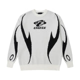 mens racing style sweater knitted pullovers casual long sleeve loose o neck harajuku sweaters streetwear unisex jumpers knitwear - unisex casual winter pullover, 2025 streetwear drop, gothic aesthetic hoodie for winter