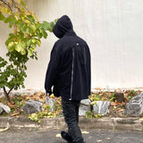 Back Zipper Vibe Style Black Long Sleeve Shirts Jackets for Men Streetwear Y2k Baggy Ropa Hombre Camisas Oversized Loose Coat