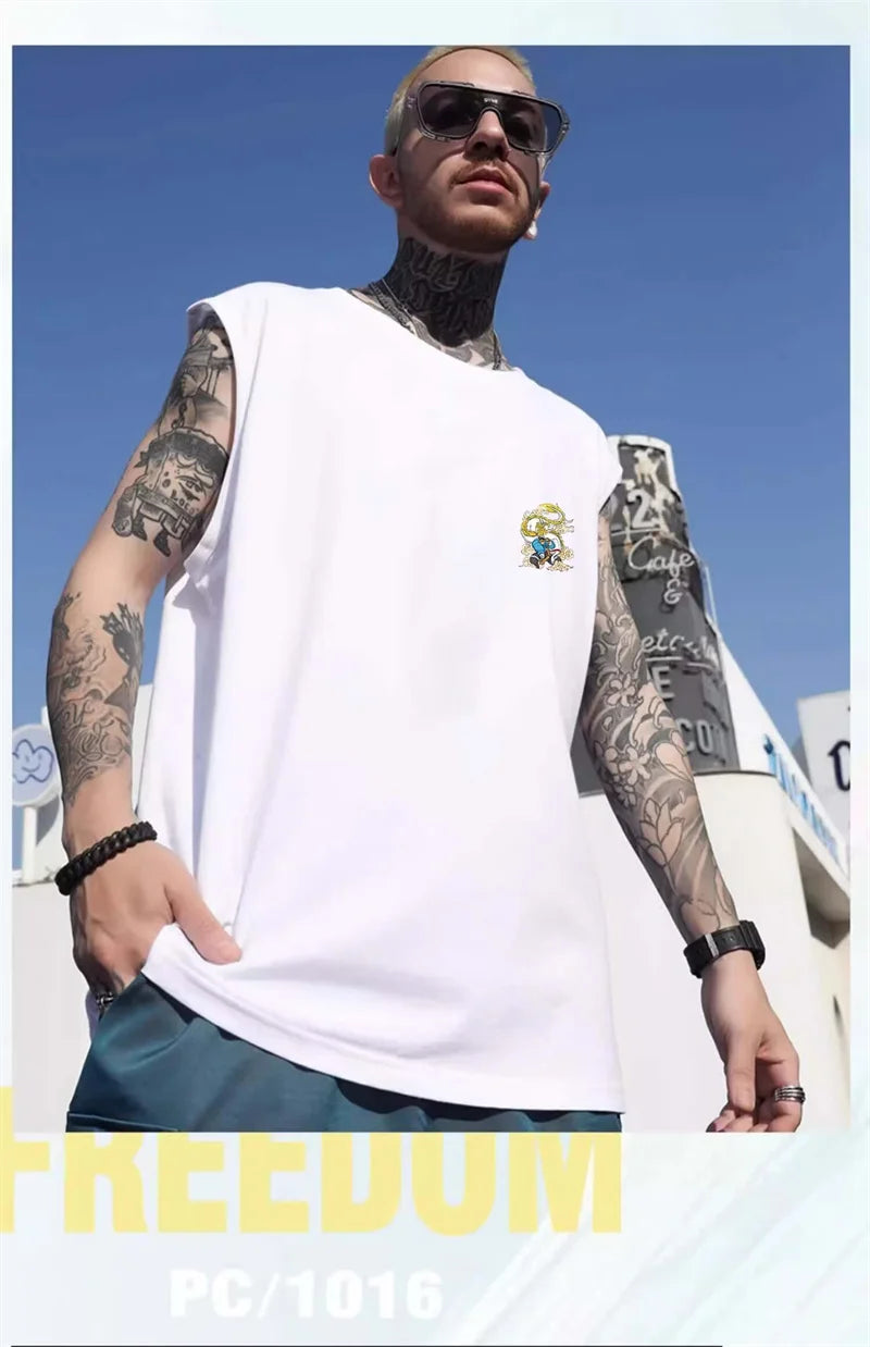 Vaporwave Melting smiley – New Cartoon Japanese Retro Print Sleeveless T Shirt Mens