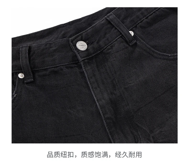 men streetwear fashion side splice hip hop loose casual wide leg straight baggy jeans pant cityboy jeans pants trousers unique jeans style 2602