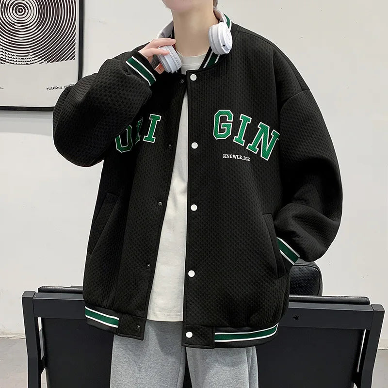 Red Leather Varsity Jacket Unisex Style