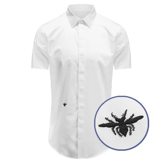 New 2021 luxury Men Classic Embroidered bee spide Fashion Cotton Casual Shirts Shirt high quality Pocket Short sleeves A50