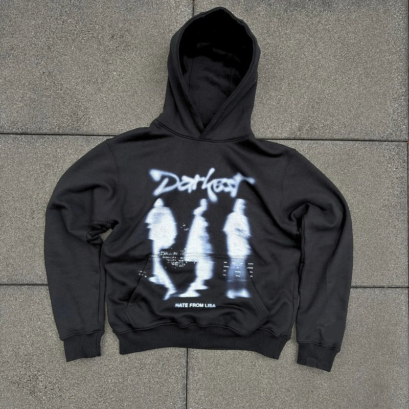Y2k Winter Long Sleeved Hoodie Sweatshirt Oversized Winter Clothes Streetwear Y2k Vintage Punk Graffiti Print Top School Ootd