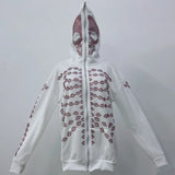 Hoodie Men Rhinestone Skeleton Zip Up Hoodie Oversized Sweatshirts Y2K