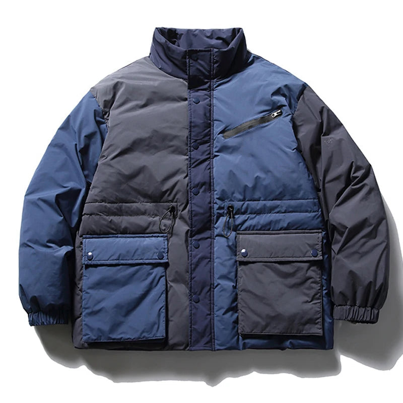 2023 Winter Hip Hop Thick Jacket Parka Men Color Patchwork Padded Jacket Coat Warm Streetwear Harajuku Jackets Men Clothing