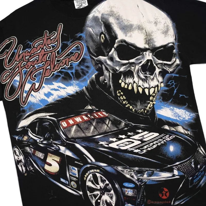Cyberpunk Vintage t-shirt – European And American New Style Retro Letter Skull Printed O