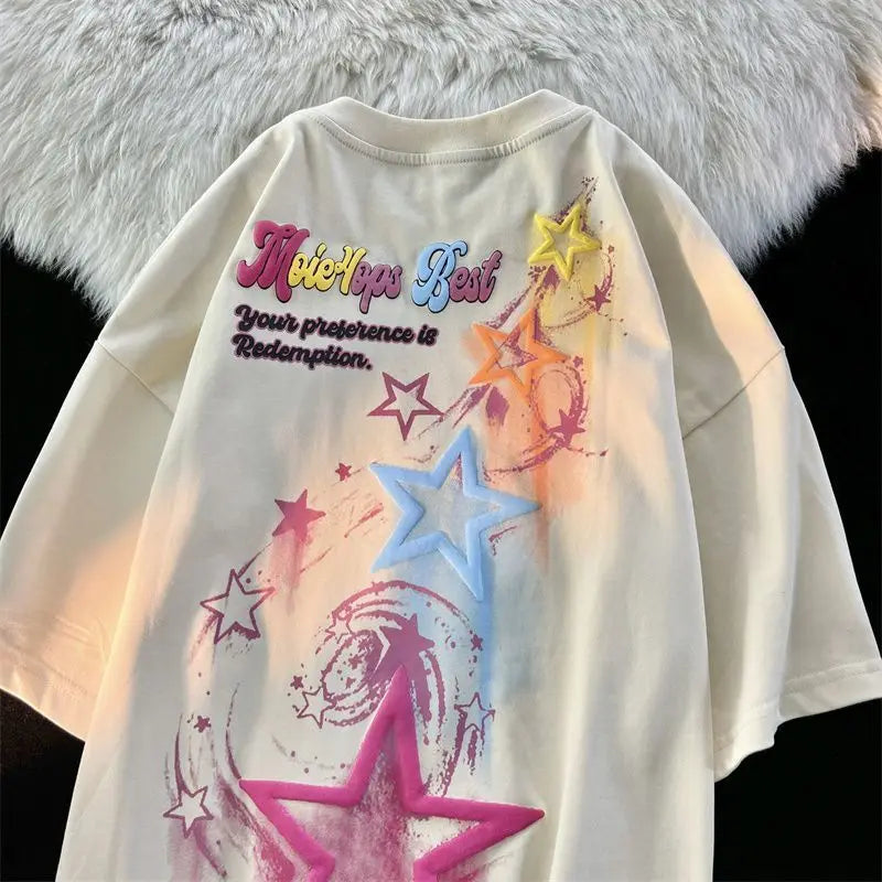 Gothic Streetwear – Harajuku Japanese Cartoon Flying Stars Cute Graphic T Shirts – Modern Streetwear for Everyone