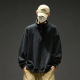 Mens Polar Fleece Half Zip Turtleneck Sweatshirts Korean Fashion Loose