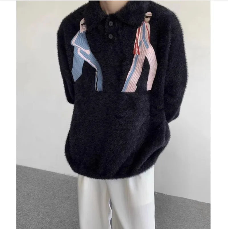 minimalist knit jumper, daily wear essential, trendy urban fashion top for men, layered streetwear look