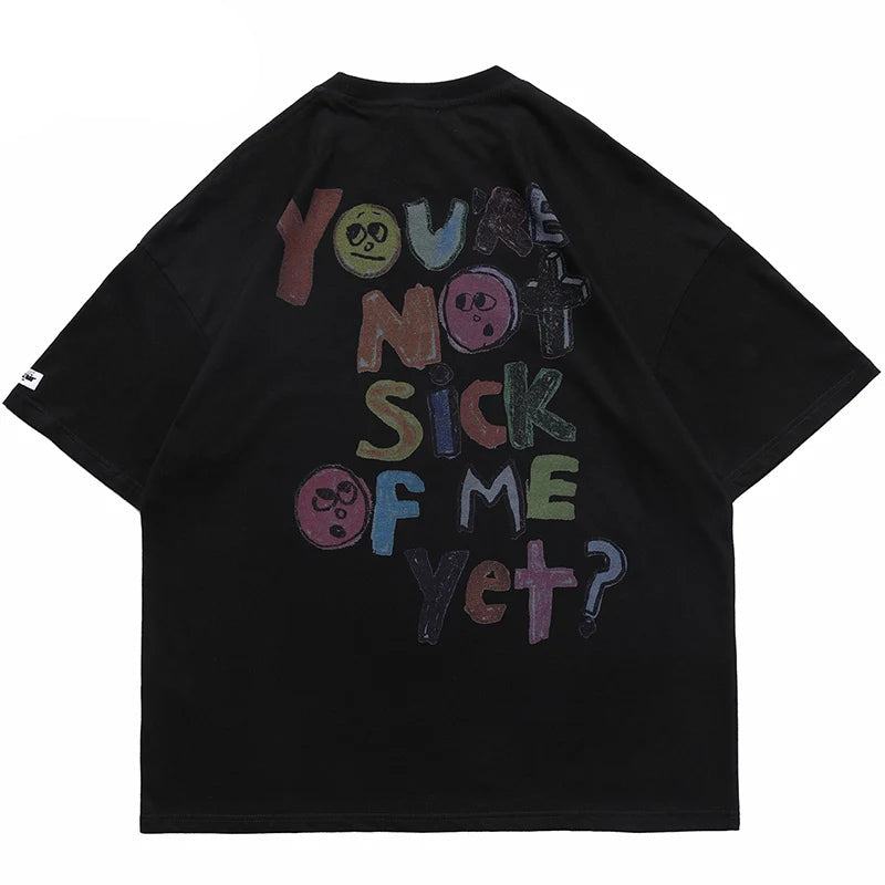 Grunge Vintage t-shirt – Men Oversize T Shirt Hip Hop Streetwear Painting Letter Hear