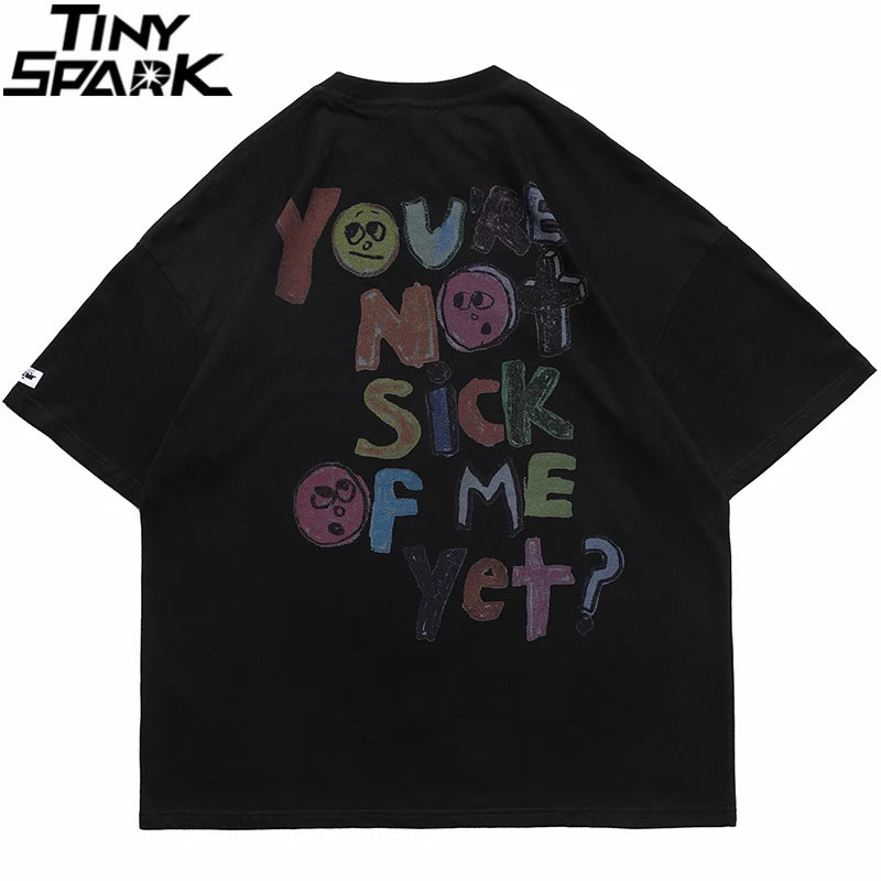 Grunge Vintage t-shirt – Men Oversize T Shirt Hip Hop Streetwear Painting Letter Hear