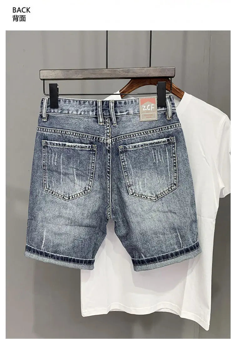 22 year denim shorts mens summer korean style printed korean style casual pants unique jeans style 1968