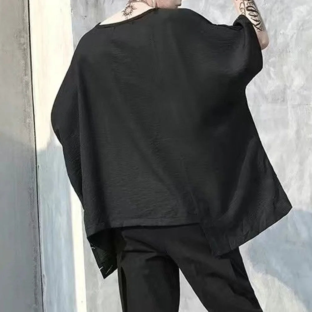 Sadcore Vintage print – Mens T Shirt Irregular Bat Sleeve Cape T Shirt Fashion Perso