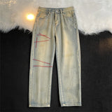 jeans mens spring and autumn retro casual straight leg pants design wide leg long pants cargo pants men combat utility trousers