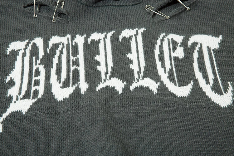 hip hop knitted pullover, bold design pullover, cozy fashion fit, stylish street outfit, modern aesthetic appeal