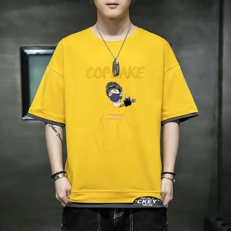 Glitchcore Chrome logo – Hot Summer Mens T Shirt Korean Version Of Harajuku High Stre