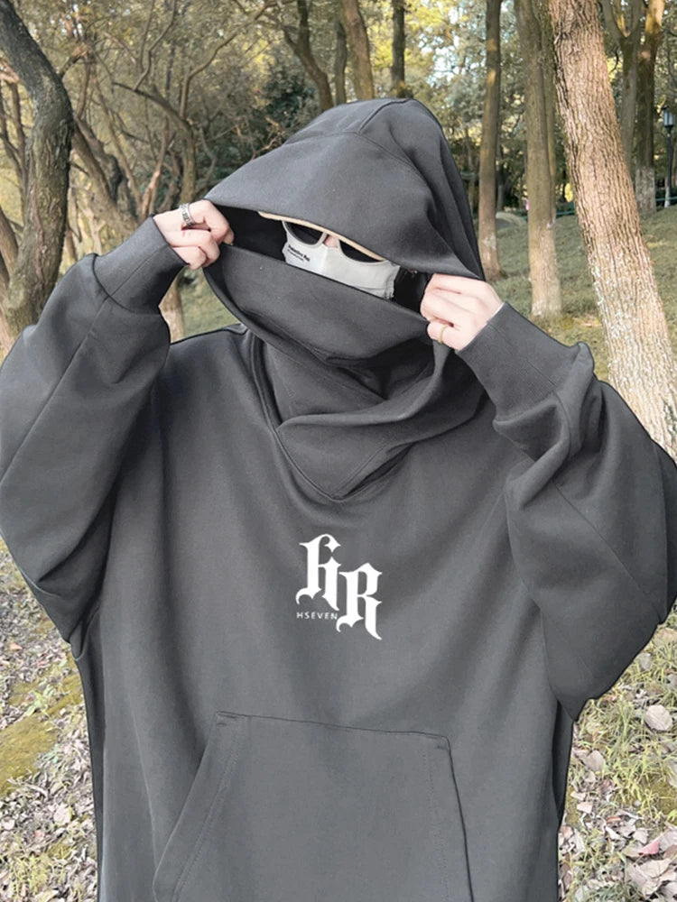 Autumn Ninja Neck Streetwear Hoodies Men Fleece Goth Letter Hip Hop Ho