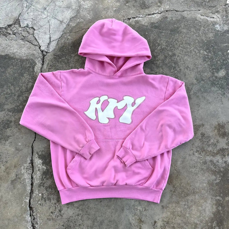 Fashionable Gothic Trendy Letter Printed Oversized Pullover Men's 2024Y2K Streetwear Harajuku Loose Casual Hoodie Tops Clothes