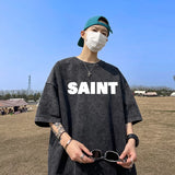 Y2K Graphic Tee – Newest Saint T Shirts Letter Pattern Tops Tee Men Woman Spri – Urban Streetwear for Men & Women