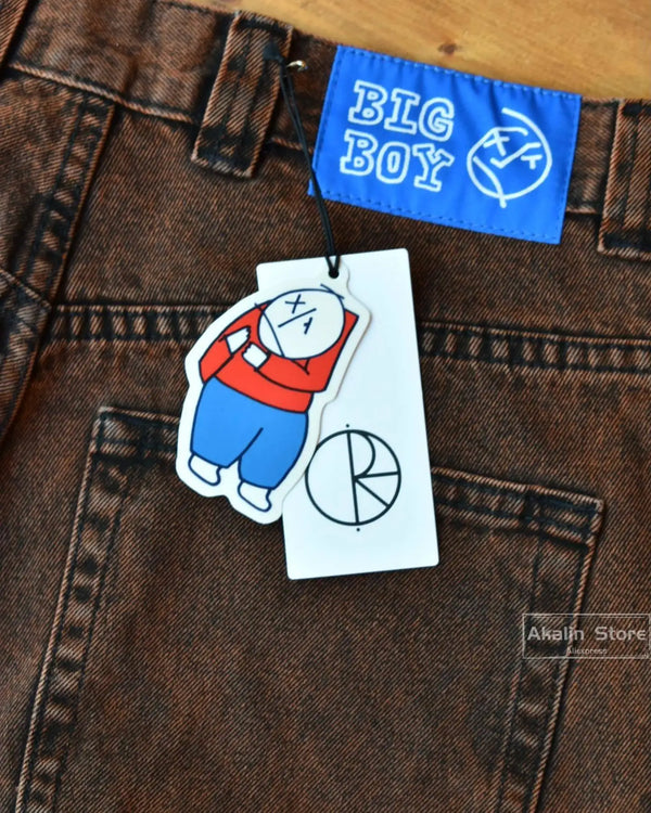 y2k gothic polar big boy baggy jeans cartoon embroidery streetwear mens womens fashion denim pants hot sell wide leg trouser ripped baggy denim