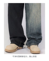 men streetwear fashion black blue splice hip hop loose casual wide leg straight baggy jeans pant cityboy jeans pants trousers unique jeans style 2639