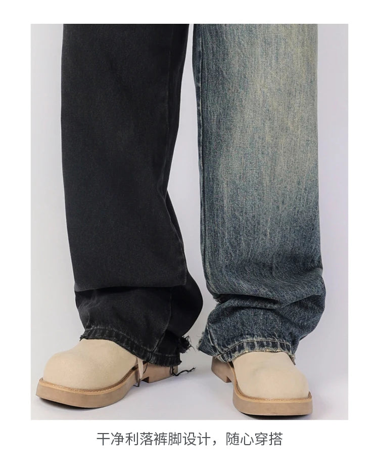 men streetwear fashion black blue splice hip hop loose casual wide leg straight baggy jeans pant cityboy jeans pants trousers unique jeans style 2639
