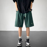 summer functional overalls mens unisex y2k street fashion embroidery casual pants sweatpants shorts knee length cargo shorts unique joggers style 65