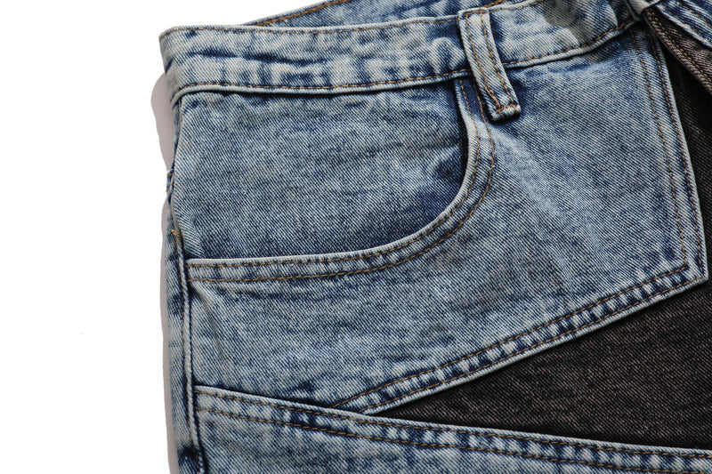 hip hop loose denim shorts pants fashion patchwork stars half pant men summer casual zipper streetwear short joggers men shorts unique joggers style 2834