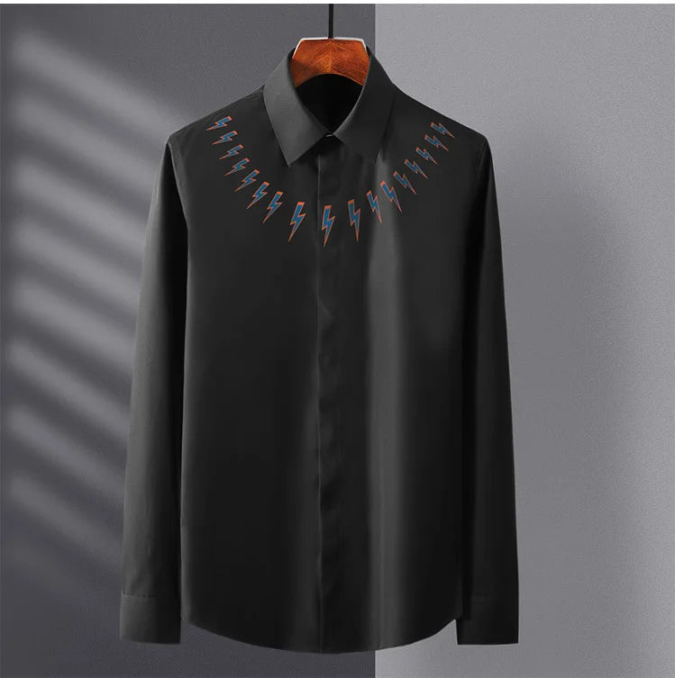 New 2022 Men Classic NEIL BARRETT thunderbolt Fashion Cotton Casual Shirts Shirt high quality Pocket Short sleeves S 2XL #A686