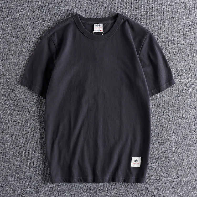 Vaporwave Chrome logo – Summer Mens Short Sleeved Retro Youth Solid Color Heavy Roun