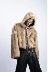 Integrated Fur Leather Men Cotton Jackets Thickened American High Street Motorcycle PU Leather Parkas Winter Couple Punk Outwear