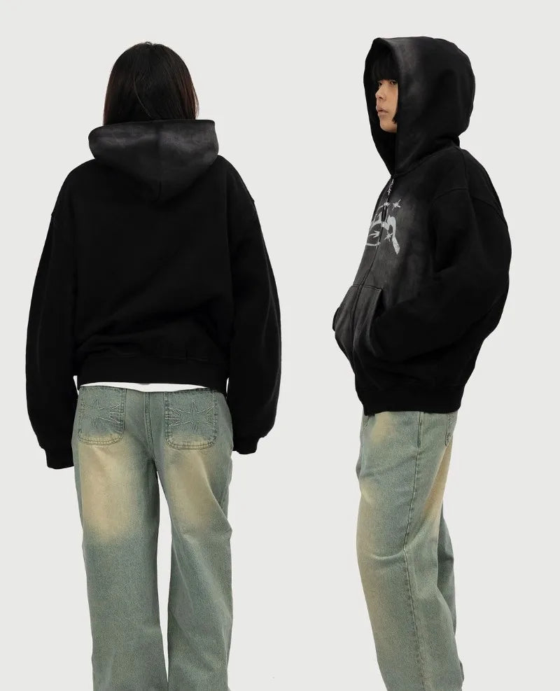 American High Street Fashion Brand Cartoon Letter Printed Oversized Ho