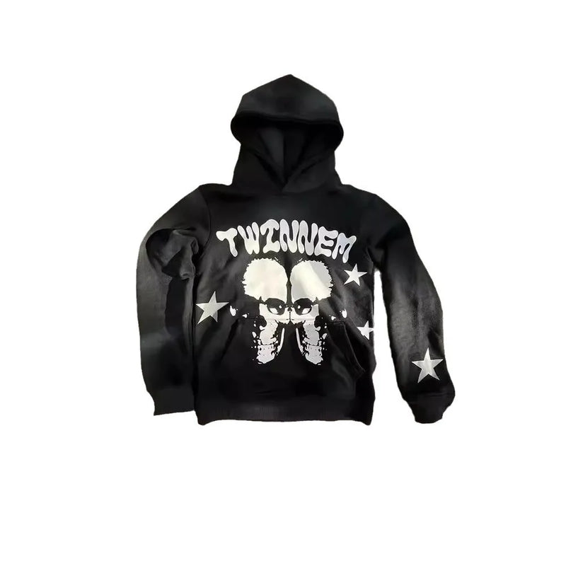 Y2k Long Sleeved Pullover Hoodie Sweatshirt Jacket Personalized Printed Pattern Streetwear School Outfit Hip-Hop Punk Winter New